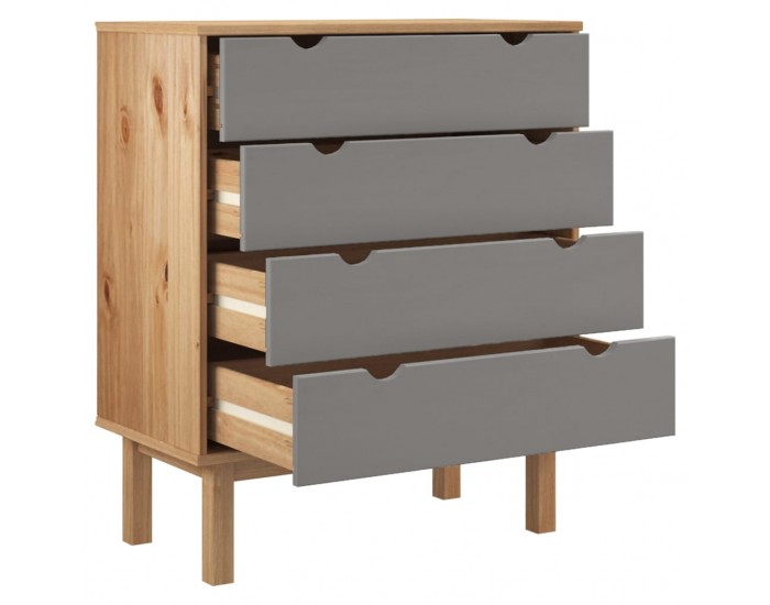 Sonata H Шкаф с чекмеджета OTTA кафяво и сиво 76,5x39,5x90 см бор масив