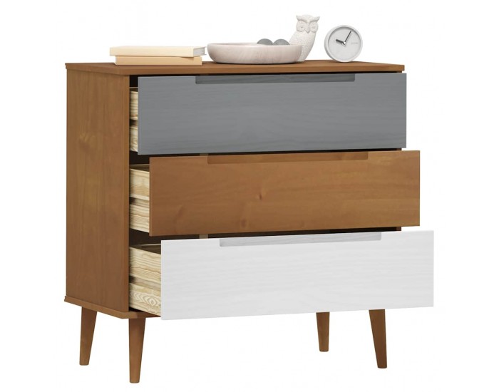 Sonata H Шкаф с чекмеджета MOLDE, кафяв, 80x40x80 см, бор масив Sonata H Шкаф с чекмеджета MOLDE, кафяв, 80x40x80 см, бор масив