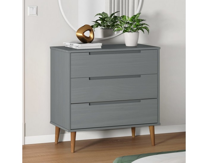 Sonata H Шкаф с чекмеджета MOLDE, сиво, 80x40x80 см, борово дърво масив Sonata H Шкаф с чекмеджета MOLDE, сиво, 80x40x80 см, борово дърво масив