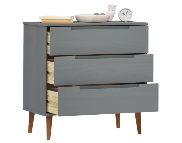 Sonata H Шкаф с чекмеджета MOLDE, сиво, 80x40x80 см, борово дърво масив Sonata H Шкаф с чекмеджета MOLDE, сиво, 80x40x80 см, борово дърво масив