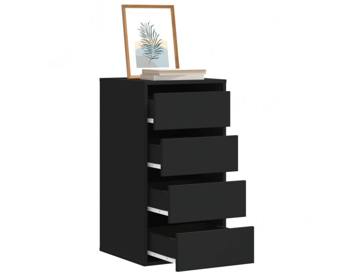 Sonata H Ъглов скрин с чекмеджета, черен, 40x41x76 см, инженерно дърво