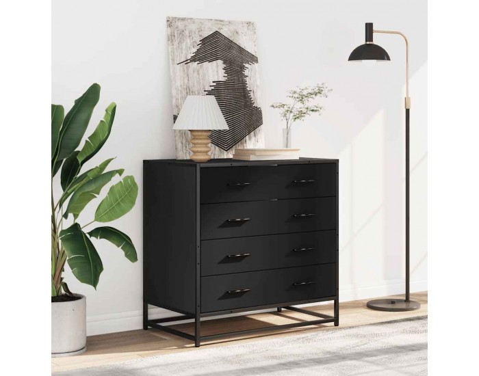 Sonata H Шкаф с чекмеджета Черен 70x41x70 cm Инженерна дървесина Sonata H Шкаф с чекмеджета Черен 70x41x70 cm Инженерна дървесина