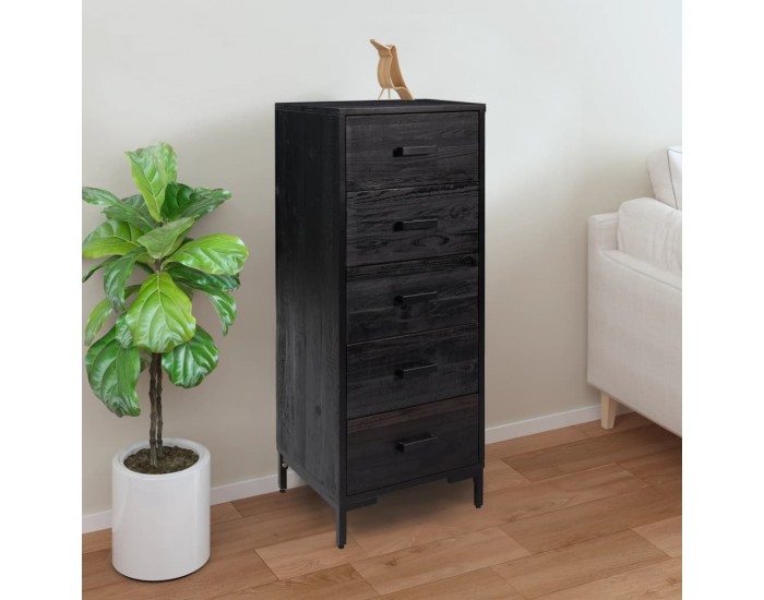 Sonata H Скрин с чекмеджета, черен, 42x35x110 см, бор масив