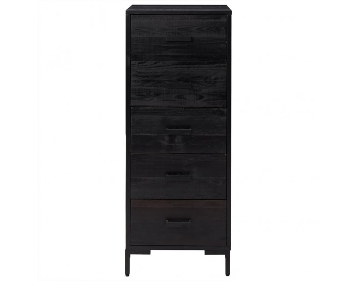 Sonata H Скрин с чекмеджета, черен, 42x35x110 см, бор масив