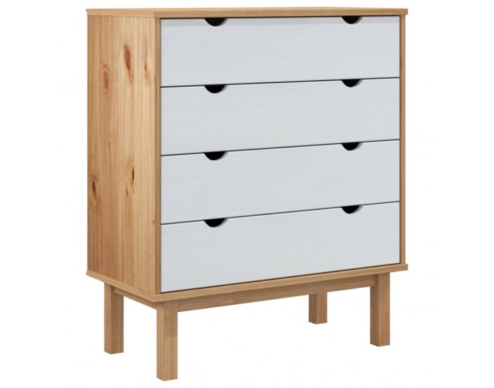 Sonata H Шкаф с чекмеджета OTTA кафяво и бяло 76,5x39,5x90 см бор масив