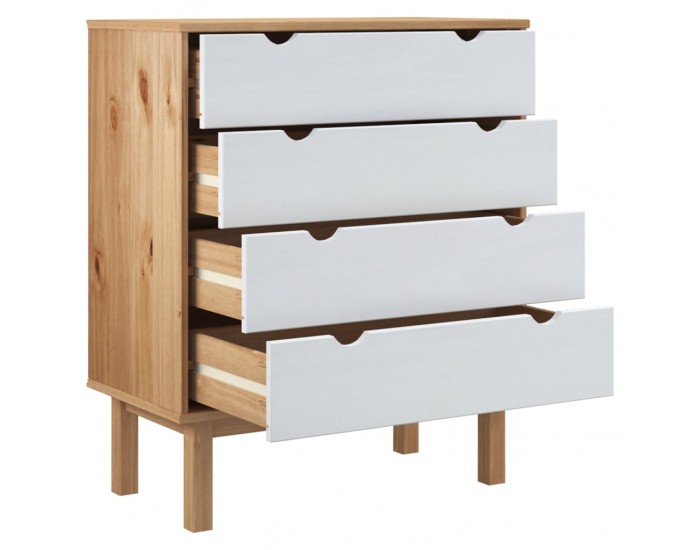 Sonata H Шкаф с чекмеджета OTTA кафяво и бяло 76,5x39,5x90 см бор масив