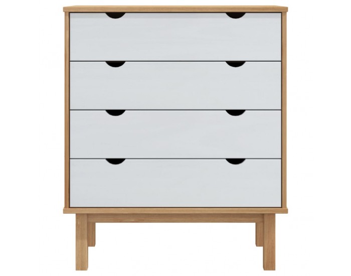 Sonata H Шкаф с чекмеджета OTTA кафяво и бяло 76,5x39,5x90 см бор масив