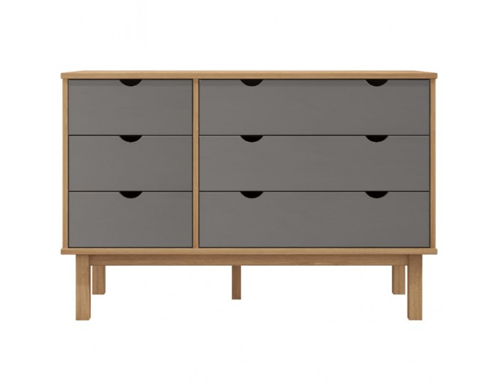 Sonata H Шкаф с чекмеджета OTTA кафяво и сиво 111x43x73,5 см бор масив