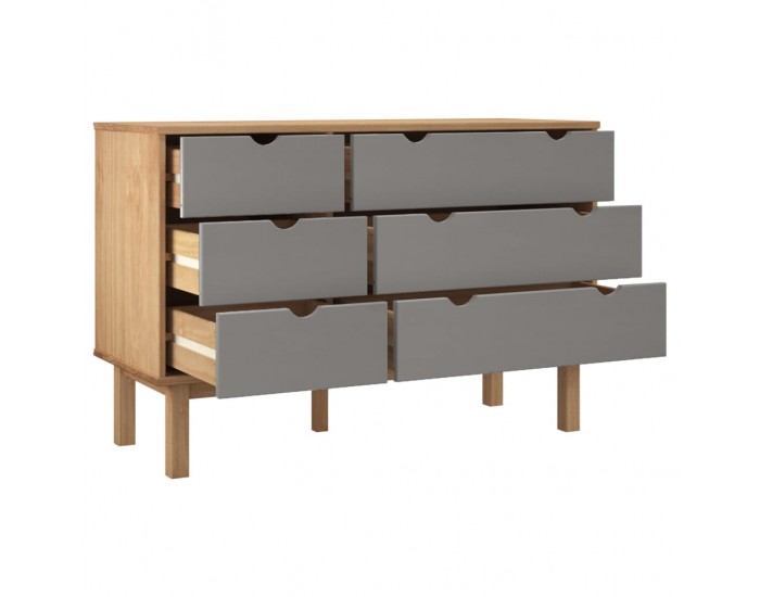 Sonata H Шкаф с чекмеджета OTTA кафяво и сиво 111x43x73,5 см бор масив