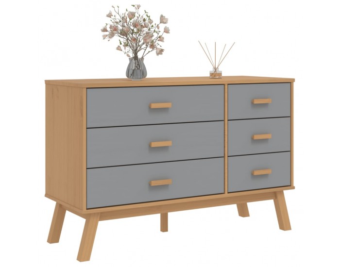 Sonata H Шкаф с чекмеджета OLDEN, сиво и кафяво, борово дърво масив