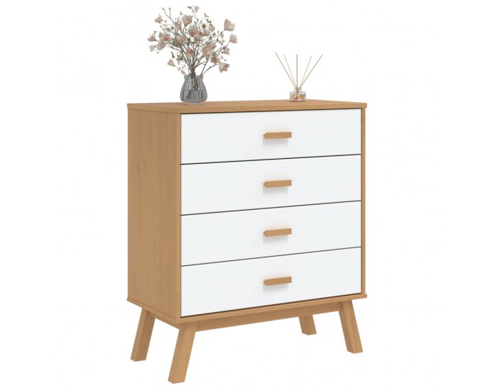 Sonata H Шкаф с чекмеджета OLDEN, бяло и кафяво, борово дърво масив Sonata H Шкаф с чекмеджета OLDEN, бяло и кафяво, борово дърво масив