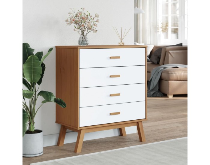 Sonata H Шкаф с чекмеджета OLDEN, бяло и кафяво, борово дърво масив Sonata H Шкаф с чекмеджета OLDEN, бяло и кафяво, борово дърво масив