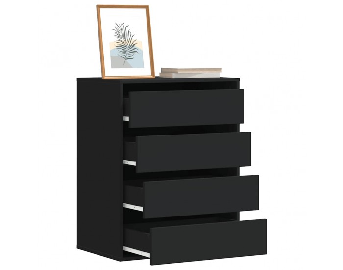 Sonata H Ъглов скрин с чекмеджета, черен, 60x41x76 см, инженерно дърво