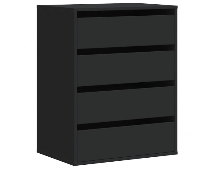 Sonata H Ъглов скрин с чекмеджета, черен, 60x41x76 см, инженерно дърво