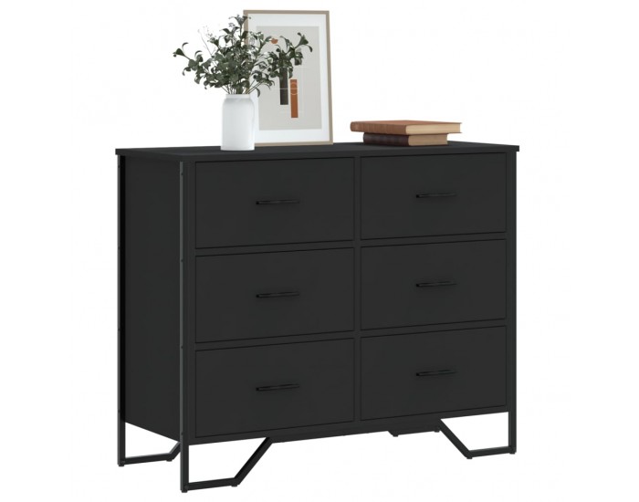 Sonata H Скрин с чекмеджета, черен, 91x35,5x74,5 см, инженерно дърво