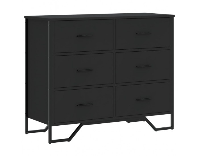 Sonata H Скрин с чекмеджета, черен, 91x35,5x74,5 см, инженерно дърво