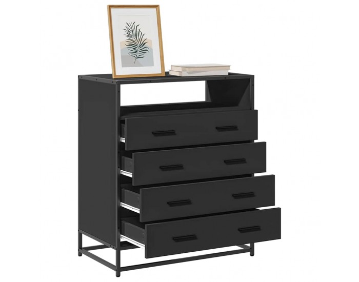 Sonata H Шкаф с чекмеджета Черен 70x41x83,5 cm Инженерна дървесина