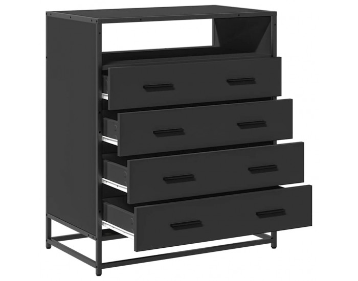 Sonata H Шкаф с чекмеджета Черен 70x41x83,5 cm Инженерна дървесина