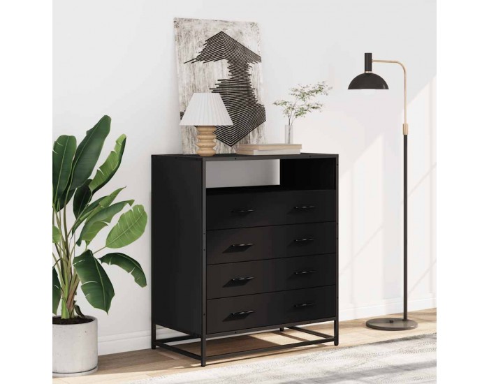 Sonata H Шкаф с чекмеджета Черен 70x41x83,5 cm Инженерна дървесина