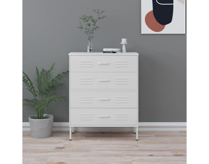 Sonata H Шкаф с чекмеджета, бял, 80х35х101,5 см, стомана