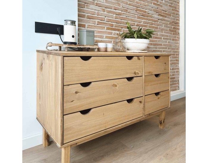 Sonata H Шкаф с чекмеджета OTTA, 111x43x73,5 см, борово дърво масив