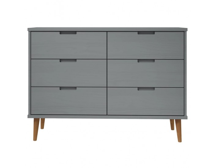 Sonata H Шкаф с чекмеджета MOLDE, сиво, 113x40x80 см, борово дърво масив