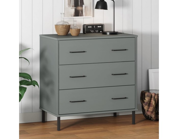 Sonata H Сайдборд с 3 чекмеджета сива 77x40x79,5 см масивно дърво OSLO