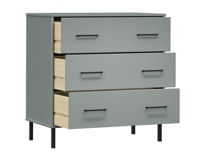 Sonata H Сайдборд с 3 чекмеджета сива 77x40x79,5 см масивно дърво OSLO