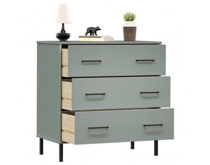 Sonata H Сайдборд с 3 чекмеджета сива 77x40x79,5 см масивно дърво OSLO