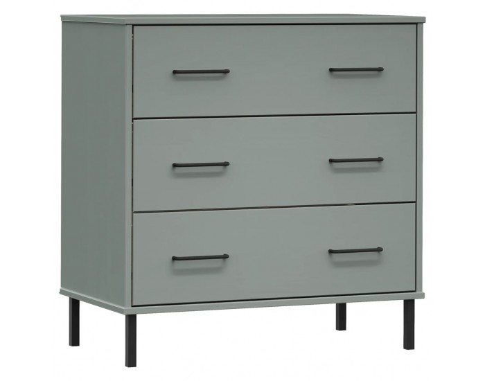 Sonata H Сайдборд с 3 чекмеджета сива 77x40x79,5 см масивно дърво OSLO