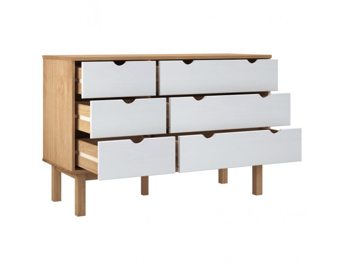Sonata H Шкаф с чекмеджета OTTA кафяво и бяло 111x43x73,5 см бор масив