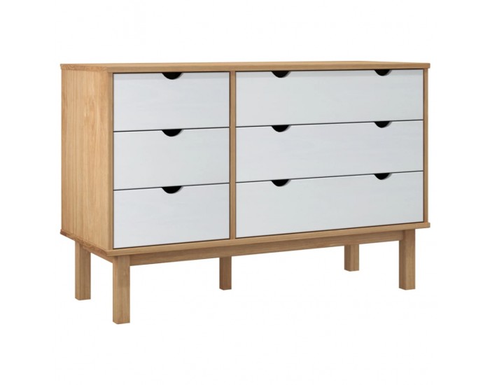 Sonata H Шкаф с чекмеджета OTTA кафяво и бяло 111x43x73,5 см бор масив