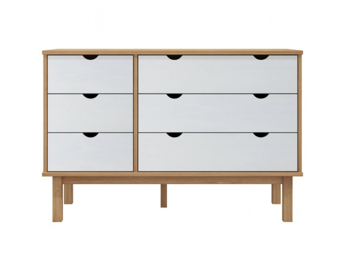 Sonata H Шкаф с чекмеджета OTTA кафяво и бяло 111x43x73,5 см бор масив