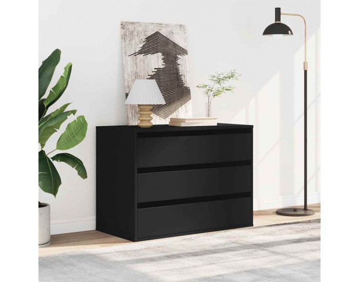 Sonata H Ъглов скрин с чекмеджета, черен, 80x41x58 см, инженерно дърво