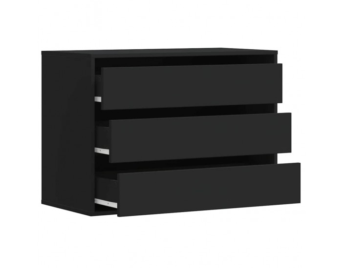 Sonata H Ъглов скрин с чекмеджета, черен, 80x41x58 см, инженерно дърво