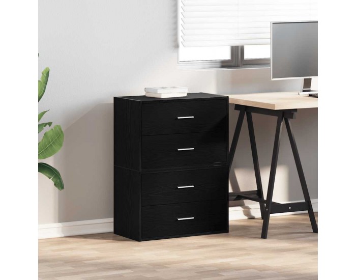 Sonata H Шкафове с 2 чекмеджета 2бр черен дъб 60x31x40см инженерно дърво