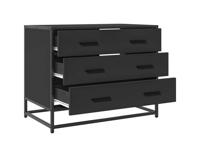 Sonata H Шкаф с чекмеджета Черен 70x41x56 cm Инженерна дървесина