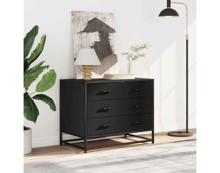 Sonata H Шкаф с чекмеджета Черен 70x41x56 cm Инженерна дървесина