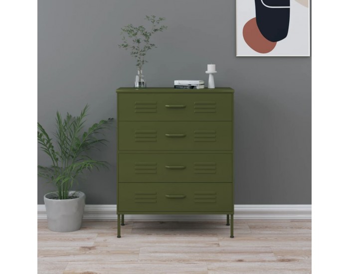 Sonata H Шкаф с чекмеджета, маслиненозелен, 80х35х101,5 см, стомана Sonata H Шкаф с чекмеджета, маслиненозелен, 80х35х101,5 см, стомана
