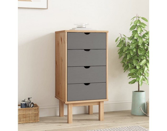 Sonata H Шкаф с чекмеджета OTTA, кафяво и сиво, 45x39x90 см, бор масив