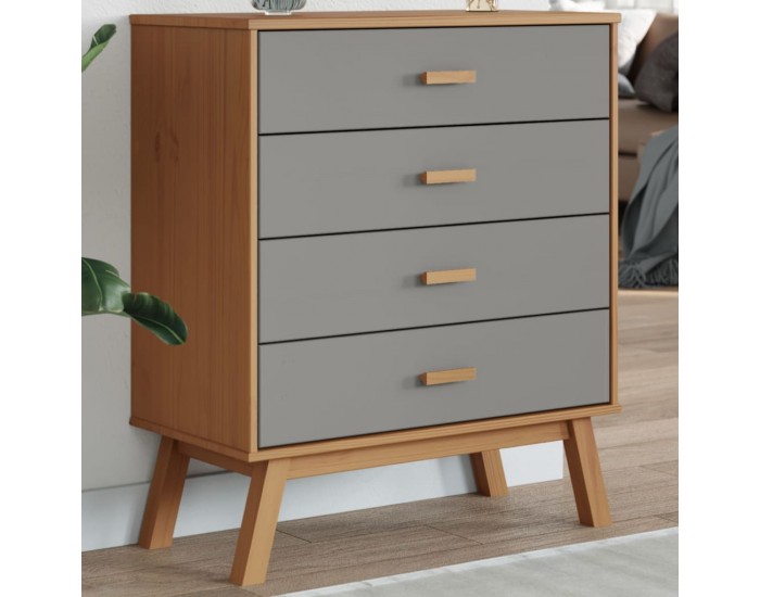 Sonata H Шкаф с чекмеджета OLDEN, сиво и кафяво, борово дърво масив