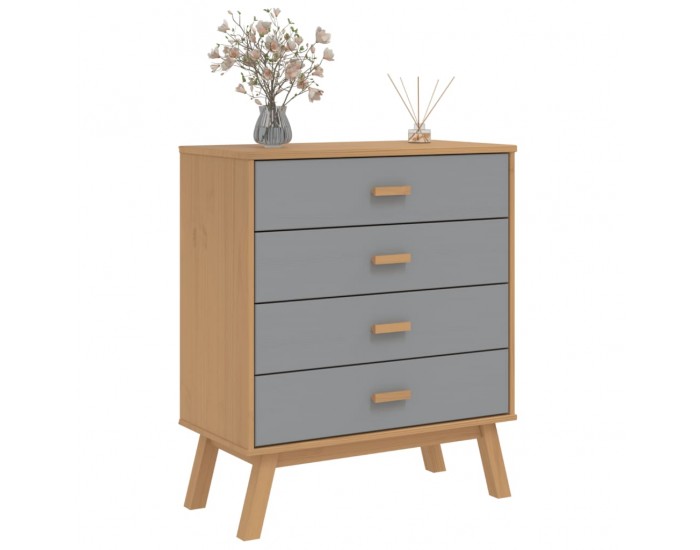 Sonata H Шкаф с чекмеджета OLDEN, сиво и кафяво, борово дърво масив