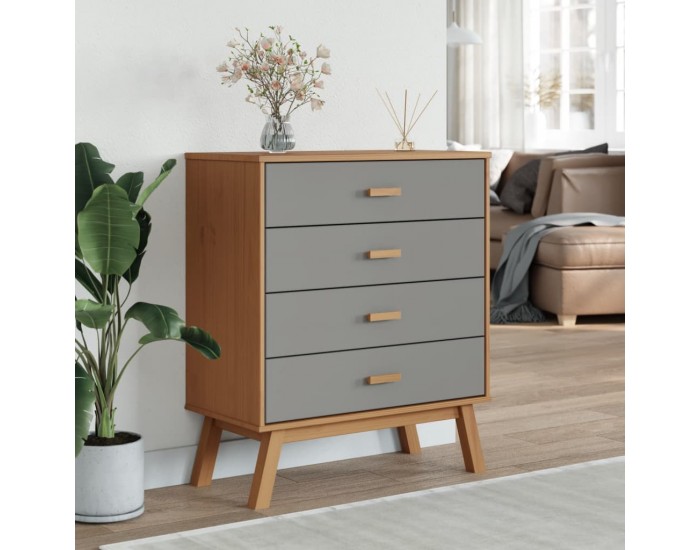 Sonata H Шкаф с чекмеджета OLDEN, сиво и кафяво, борово дърво масив