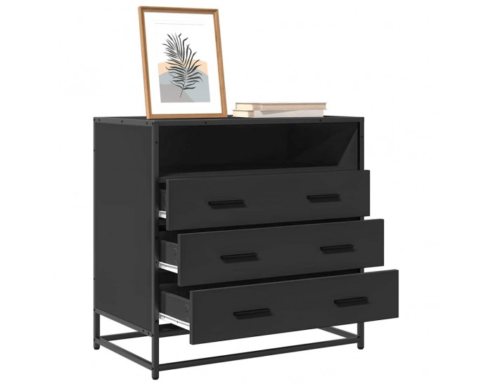 Sonata H Шкаф с чекмеджета Черен 70x41x70 cm Инженерна дървесина