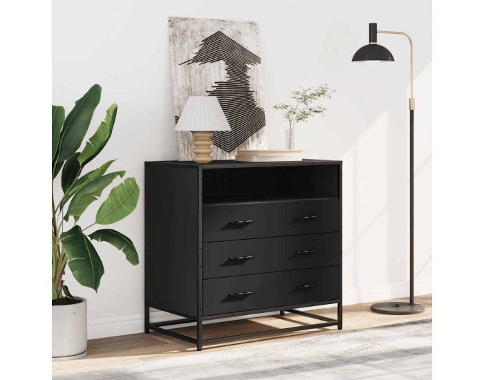 Sonata H Шкаф с чекмеджета Черен 70x41x70 cm Инженерна дървесина