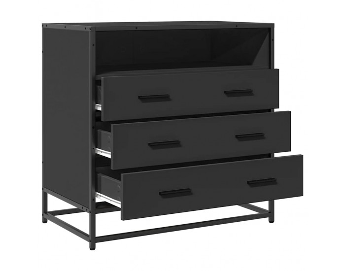 Sonata H Шкаф с чекмеджета Черен 70x41x70 cm Инженерна дървесина