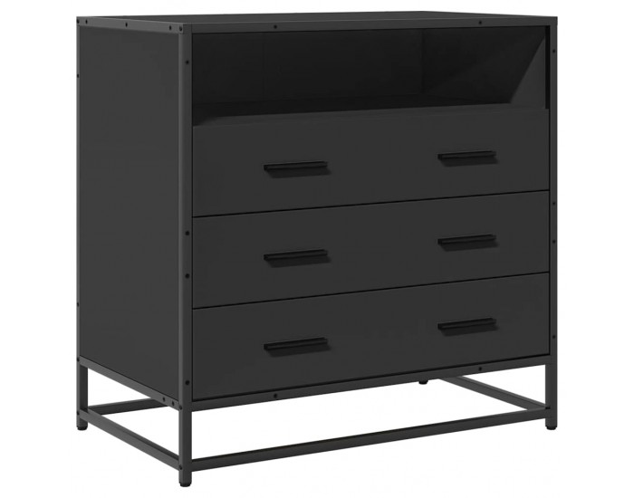 Sonata H Шкаф с чекмеджета Черен 70x41x70 cm Инженерна дървесина