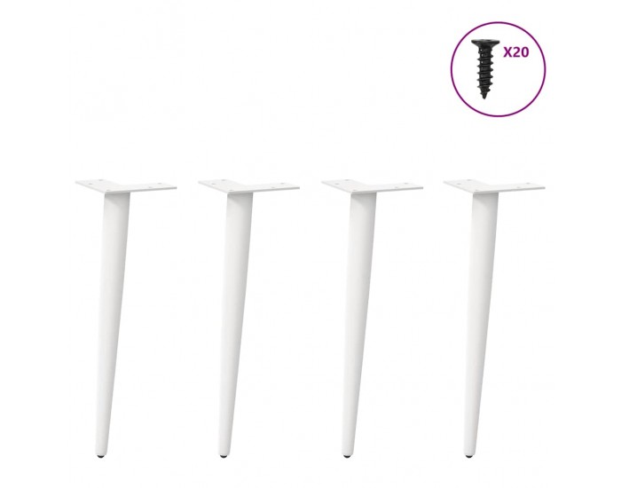 Sonata H Крака за масичка за кафе, конична форма, 4 бр., бели, 30-31 см, стомана