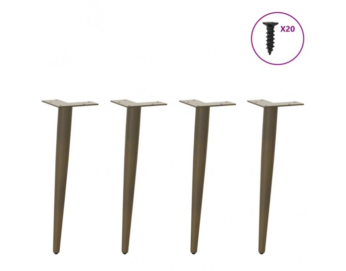 Sonata H Крака за масичка за кафе, конична форма, 4 бр., естествена стомана, 30-31 см, стомана