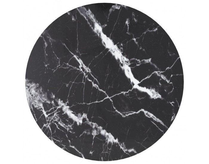 Sonata H Плот за маса черен Ø60x0,8 см закалено стъкло с мраморен дизайн